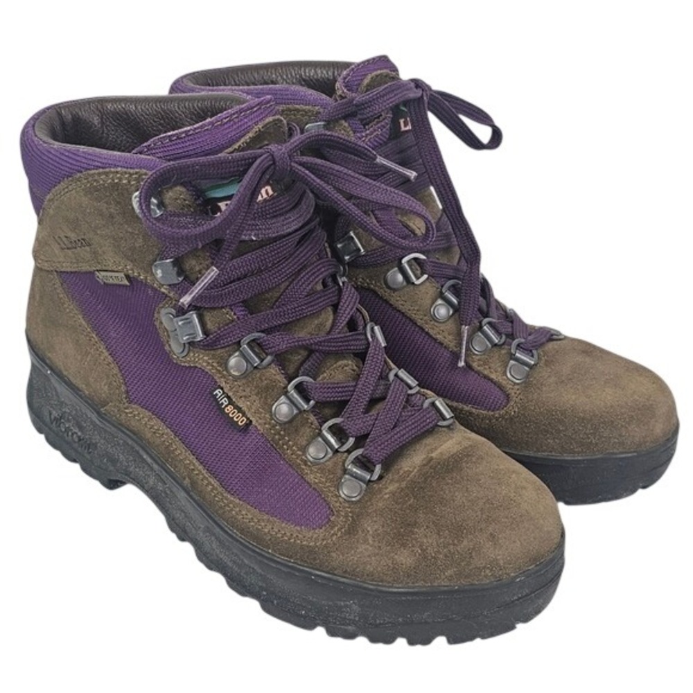LL Bean Vibram Goretex Women 7 Purple Hiking Boots Outdoors Y2k Granola Gorp